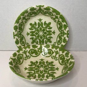 Pier 1 Royal Regal Melamine Green White Serving Bowls Set of 2
